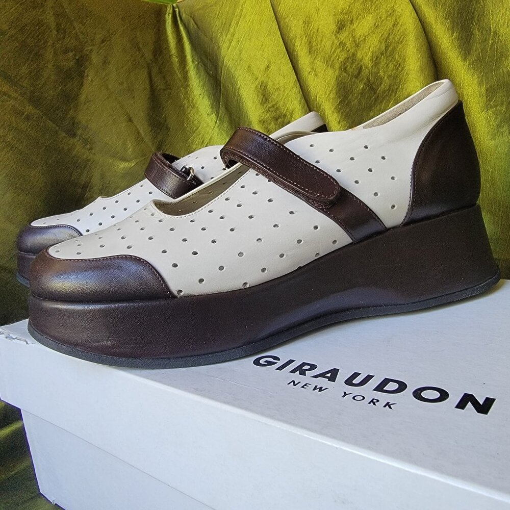VINTAGE Giraudon New York Two Tone Platform Mary Janes Handmade Portugal NIB 5.5 - Picture 2 of 6